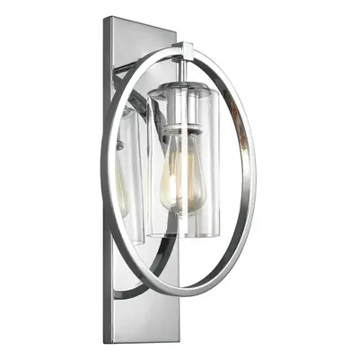 Wall Light Door Knocker Hoop with Clear Glass Shade Polished Chrome LED E27 60W