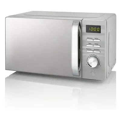 (Grey) Swan 700W White Symphony Digital Microwave, 20L Capacity, Microwave Power Levels, Defrost