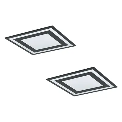 2 PACK Wall / Ceiling Light Black Modern 450mm Square Slim Panel 24W LED