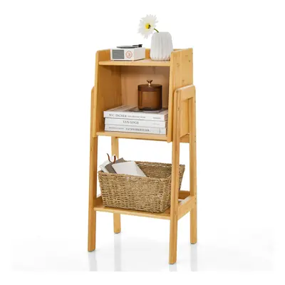 3-Tier Freestanding Bookcase Bookshelf Bedside Storage Shelf w/ Basket