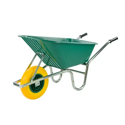 (Green - 110L Wheel barrow single wheel) KCT Litre Garden Steel Wheelbarrows Reinforced Tyre