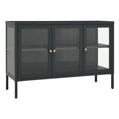 vidaXL Sideboard Anthracite Steel and Glass Highboard Storage Book Cabinet