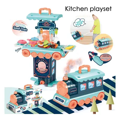 (Kitchen playset) IN Multi-style Kitchen Cooking Play and Portable Small Train Learning Set Toys