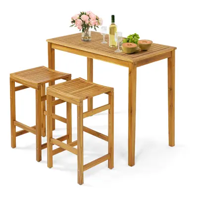 Acacia Wood Bar Stool Set of Bar Chair with Saddle Shaped Seat