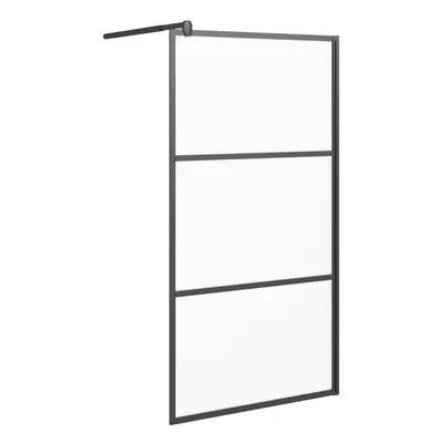 vidaXL Walk-in Shower Wall 100x195 cm Frosted ESG Glass Black Shower Screen