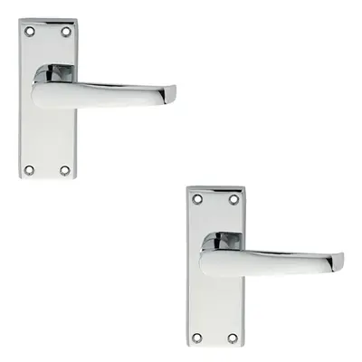 2x PAIR Straight Handle on Short Latch Backplate x 42mm Polished Chrome