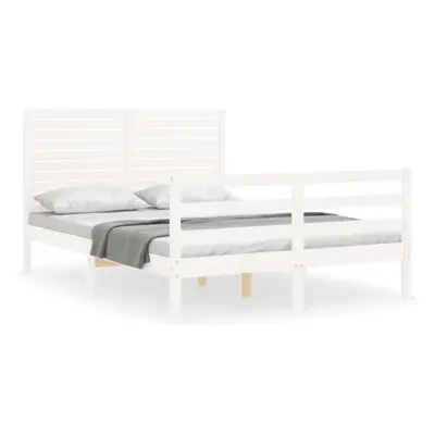 (white, x cm) vidaXL Bed Frame Bed Base with Headboard Honey Brown Small Double Solid Wood