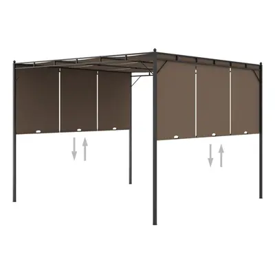 vidaXL Garden Gazebo with Side Curtain 3x3x2.25 m Taupe Canopy Shelter Awning