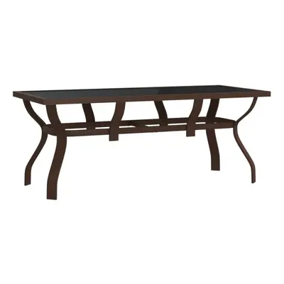 (brown and black, x x cm) vidaXL Garden Table Steel and Glass Multi Colours 140x70x70 cm/180x80x