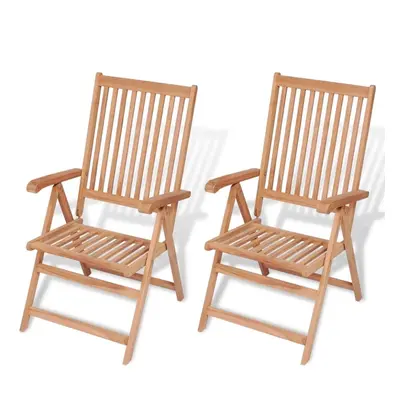 vidaXL Reclining Garden Chairs Wooden Dining Dinner Seat pcs Solid Teak Wood