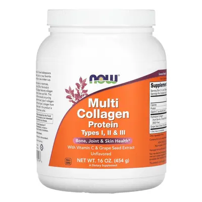 NOW Foods, Multi Collagen Protein, Type I, II & III, Unflavored, oz (454 g)