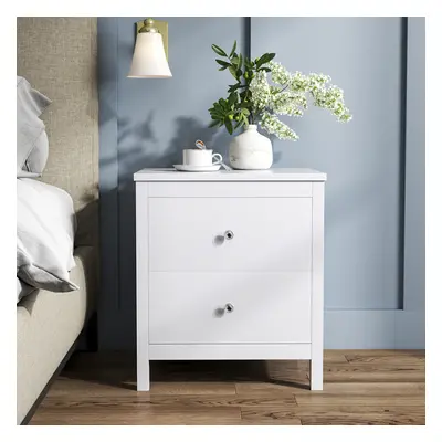 2 Drawer White Nightstand Sofa Side Table