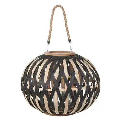 Bamboo Candle Lantern cm Natural and Black BESAH