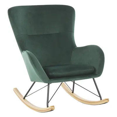 Rocking Chair ELLAN Velvet Dark Green