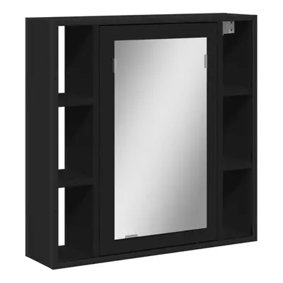 vidaXL Bathroom Mirror Cabinet Wall Cabinet Cupboard Black Engineered Wood