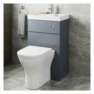 Artis in Back to Wall Toilet and Basin Combination Unit Grey Gloss - 500mm Width