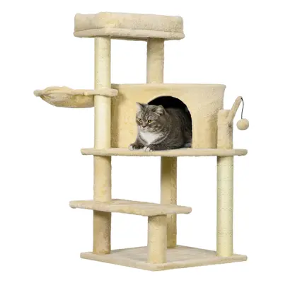 PawHut Cat Tree Tower Climbing Activity Centre with Sisal Scratching Post Cream