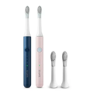 (Blue+Pink) Sonic Electric Toothbrush Wireless Induction Charging IPX7 Waterproof