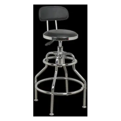 Workshop Stool Pneumatic with Adjustable Height Swivel Seat & Back Rest