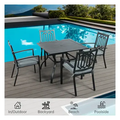 Chorley Black Seat Dining Set with grey seat cushions