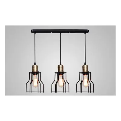 (US Plug, Heads(Rectangular)) Industrial 3-Light Pendant Light, Adjustable Flush Mount Ceiling L