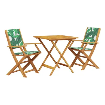 vidaXL Bistro Set Piece Outdoor Bar Set Leaf Pattern Fabric and Solid Wood