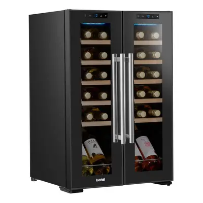 Baridi Bottle Dual Zone Wine Cooler, Fridge, Touch Screen, LED Light Black and Mirror Glass Door