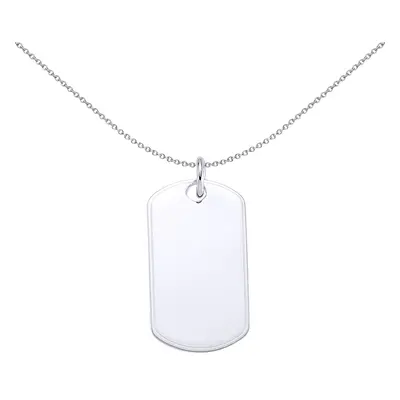 Jewelco London Mens Sterling Silver Military Dog Tag Pendant Necklace inch - GVP175