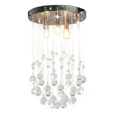 vidaXL Ceiling Lamp with Crystal Beads Silver Sphere 3xG9 Bulbs Hanging Light