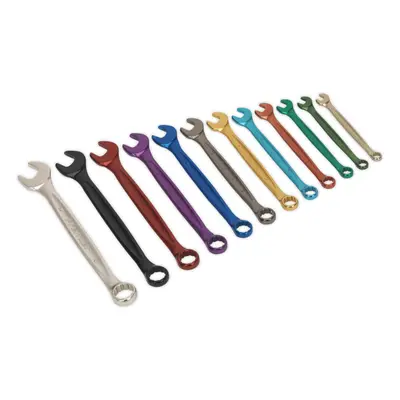 12pc MULTI COLOUR Combination Spanner Set Metric Point Socket Nut Ring Wrench