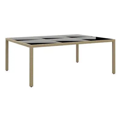 vidaXL Garden Table 200x150 cm Tempered Glass and Poly Rattan Beige Table