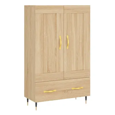 (sonoma oak) vidaXL Highboard Sideboard Storage Cabinet High Gloss White Engineered Wood