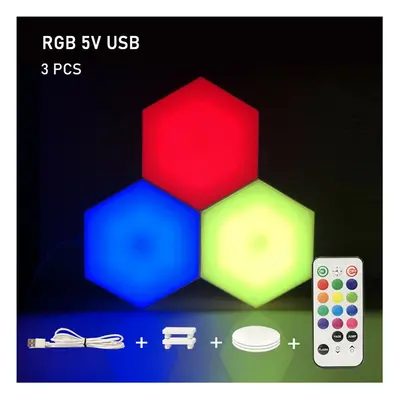 (3pcs) RGB LED Lamp Hexagon Light Touch Sensor RGBW LED Honeycomb Light Colorful Night Light USB