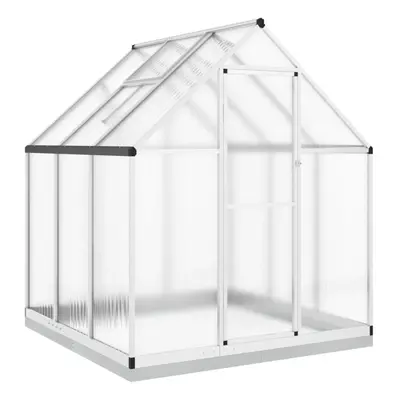 (silver, x x cm) vidaXL Greenhouse with Base Frame Garden Walk in Plant Grow House Aluminium