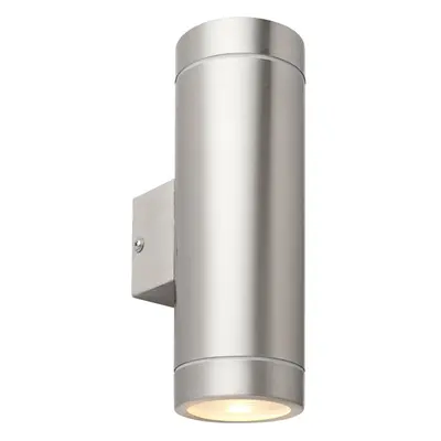 Up & Down Twin Outdoor Wall Light - x 7W GU10 LED - Brushed Steel