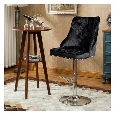 (Black) Crushed Velvet Bar Stools 360Â°Swivel High Adjustable