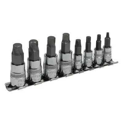 8 Piece Lock On Hex Socket Bit Set - 1/4" & 3/8" Sq Drive - S2 Steel Bits