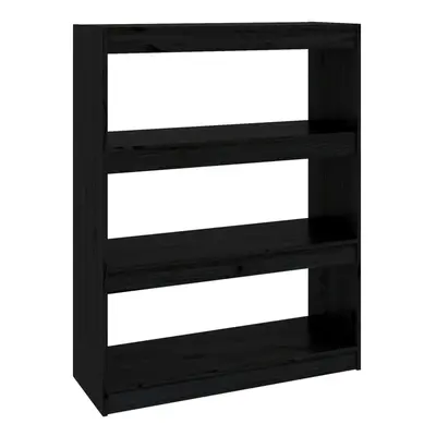 vidaXL Solid Wood Pine Book Cabinet/Room Divider Black Wooden Room Partition