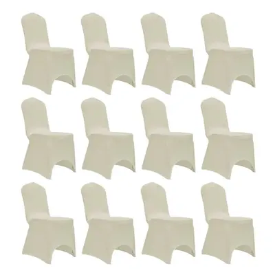 vidaXL 12x Chair Cover Stretch Cream Banquet Seat Spandex Dining Chairs Covers