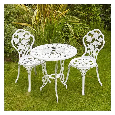 White Bistro Set Outdoor Patio Garden Furniture Table and Chairs Metal