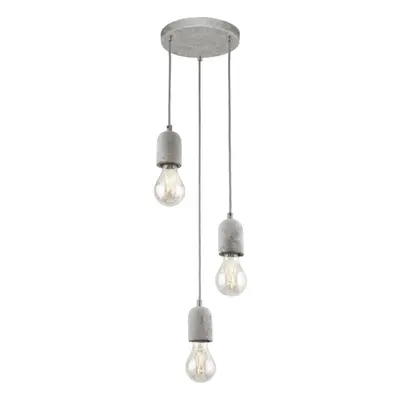 Pendant Bulb Ceiling Light Steel Rose Grey Concrete Shade Bulb E27 3x60W