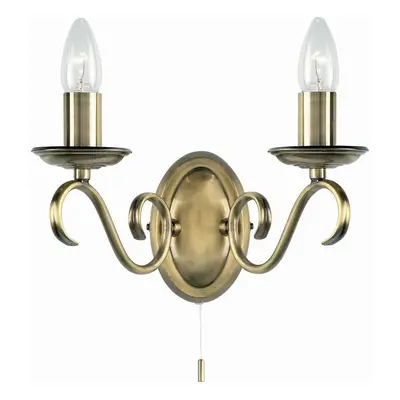 Dimmable LED Twin Wall Light Antique Brass Vintage 2x Bulb Lounge Lamp Lighting