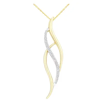 Jewelco London 9ct Yellow Gold Round 10pts Diamond Twist Pendant Necklace inch 46cm - PP0AXL2443