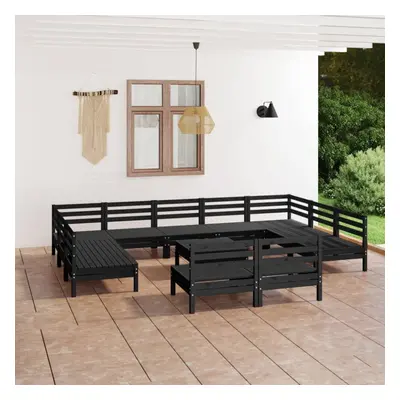 vidaXL Garden Lounge Set Outdoor Lounge Set Piece Black Solid Wood Pine