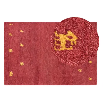 Wool Gabbeh Area Rug x cm Red YARALI