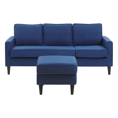 Fabric Sofa with Ottoman Navy Blue AVESTA