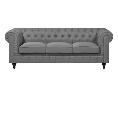 3 Seater Fabric Sofa Grey CHESTERFIELD Big