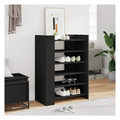 vidaXL Shoe Cabinet Black 74.5x37.5x100 cm Engineered Wood