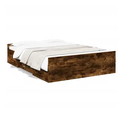 (smoked oak, x cm) vidaXL Bed Frame with Drawers Bed Base Sonoma Oak 120x200 cm Engineered Wood