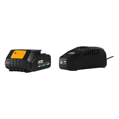 JCB - 18V 2.0Ah Rechargeable Lithium-ION Battery & 2.4A Fast Charger - JCB Power Tools - Lithium